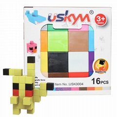 16PCS DIY Intelligence educational kids plastic magnetic building blocks toys