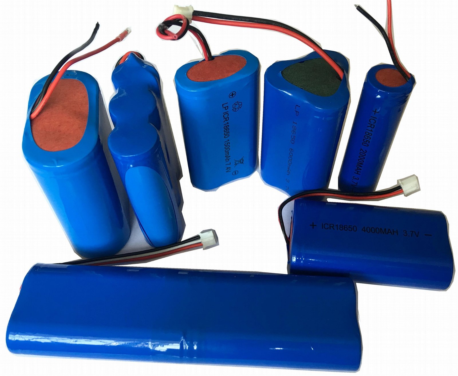 充电头灯18500锂电池1400MAH 3.7v带保护板带线手电筒 5