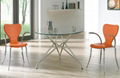 one table and four chair,Round glass table,four person office table