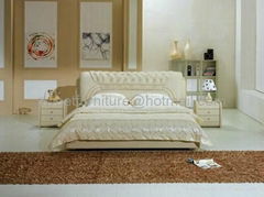 真皮軟床，雙人床，軟床，臥室傢具 C1073