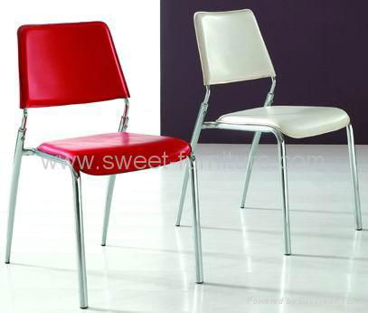 offer stackable dining metal chairs in PU