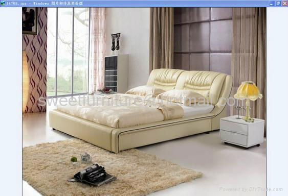 leather bed,bed,double bed,modern bedroom furniture C1080 2