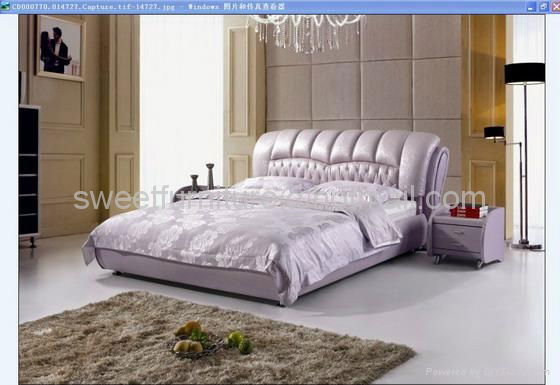 leather bed,bed,double bed,modern bedroom furniture C1080 4