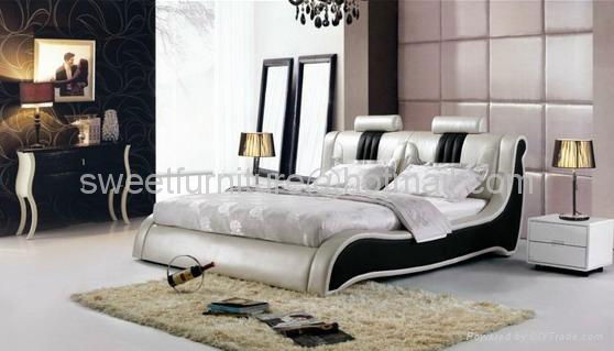 Modern leather bed,Bedroom Furniture 4