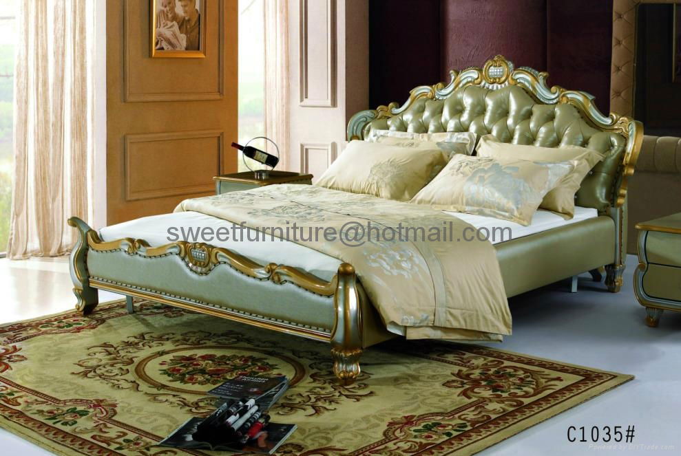 真皮软床，卧室家具，皮床 C1008 4