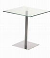 supply square or round glass table with stainless steel base and suport