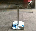 supply square or round glass table with stainless steel base and suport