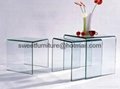 Offer modern bend curved glass coffee table