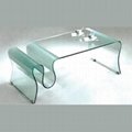 Offer modern bend curved glass coffee table