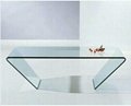 Export modern thermal bending glass coffee table,all glass table manufacture