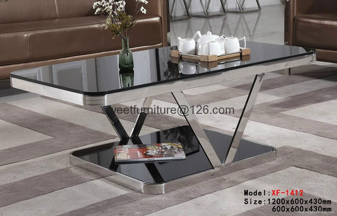 Sell round glass coffee table,stainless steel ceter tables 4