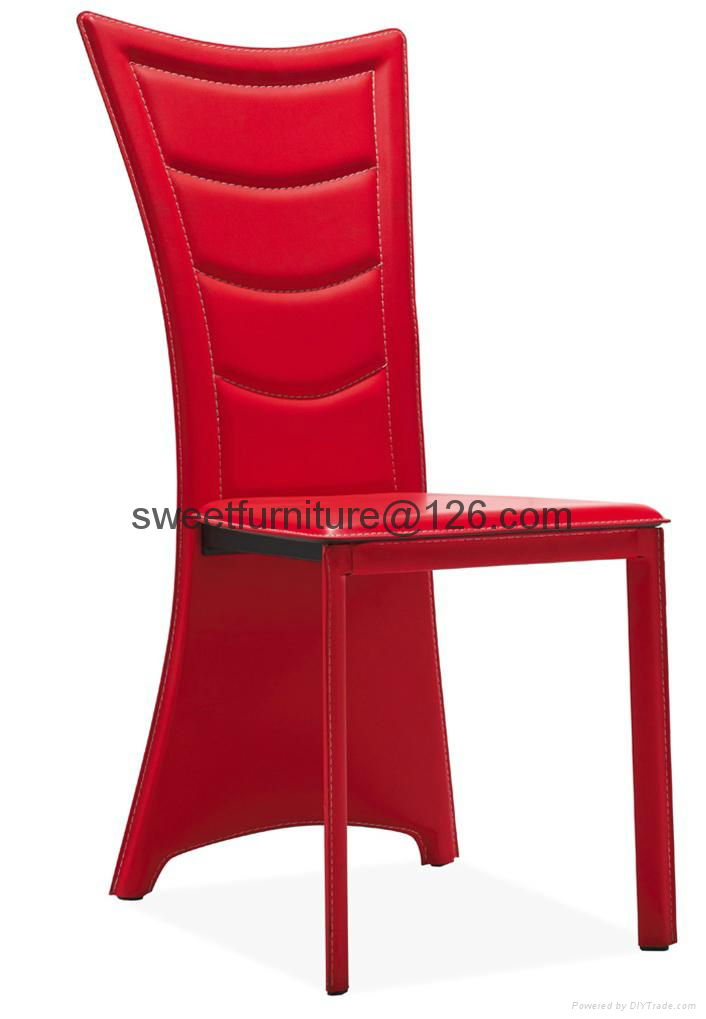直销餐厅金属椅子 硬皮接待椅 皮餐椅