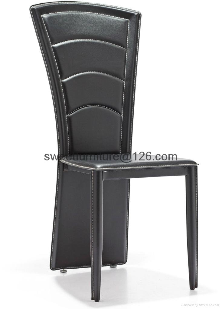 直销餐厅金属椅子 硬皮接待椅 皮餐椅 2