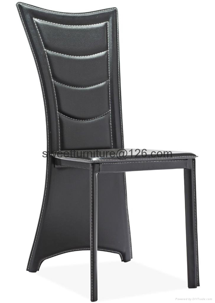 直销餐厅金属椅子 硬皮接待椅 皮餐椅 3