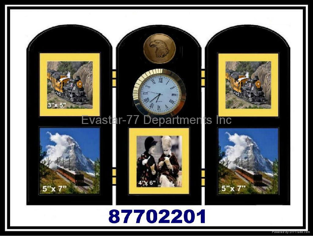 Wood Table Screen Photo Frame with Clock 2