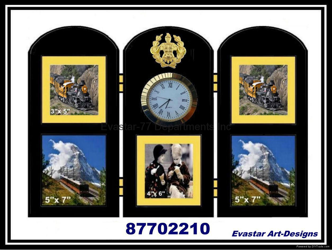 Wood Table Screen Photo Frame with Clock 3