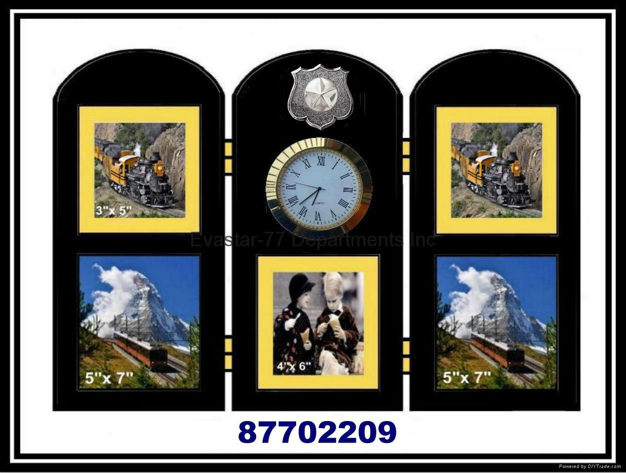 Wood Table Screen Photo Frame with Clock 4