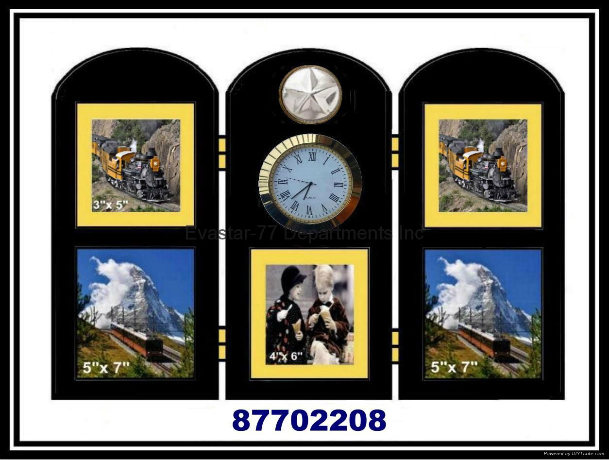 Wood Table Screen Photo Frame with Clock 5