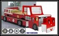 Wood Kid's Fire Engine Car Bunk Bed with Desk and Chest Chair 3
