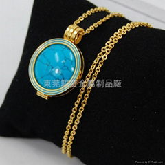 Fashion Gold stainless steel pendant and BlueTurquoise pendant