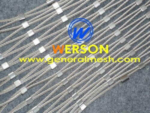 stainless steel wire rope mesh ,stainless inox line cable mesh,s.s ferrule mesh 