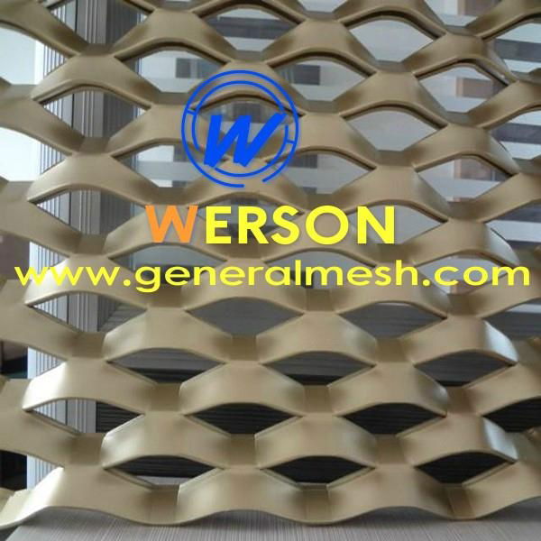 Expanded metal mesh exterior wall panel, Aluminum expanded metal facade