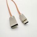 USB 2.0 A male to Type c male cable with  spring metal braid  1