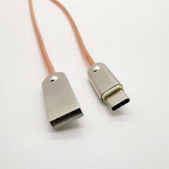 USB 2.0 A male to Type c male cable with  spring metal braid 