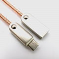 USB 2.0 A male to Type c male cable with  spring metal braid  2