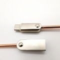 USB 2.0 A male to Type c male cable with  spring metal braid  3