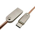 USB 2.0 A male to Type c male cable with  spring metal braid  4