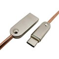 USB 2.0 A male to Type c male cable with  spring metal braid 