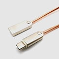 USB 2.0 A male to Type c male cable with  spring metal braid  5