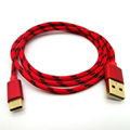 Gold Plated Nylon Braid Type c Charging