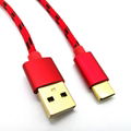 Gold Plated Nylon Braid Type c Charging Cable 