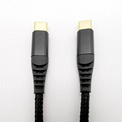 Gold Plated Nylon Braid Type c to Type c Charging Cable 