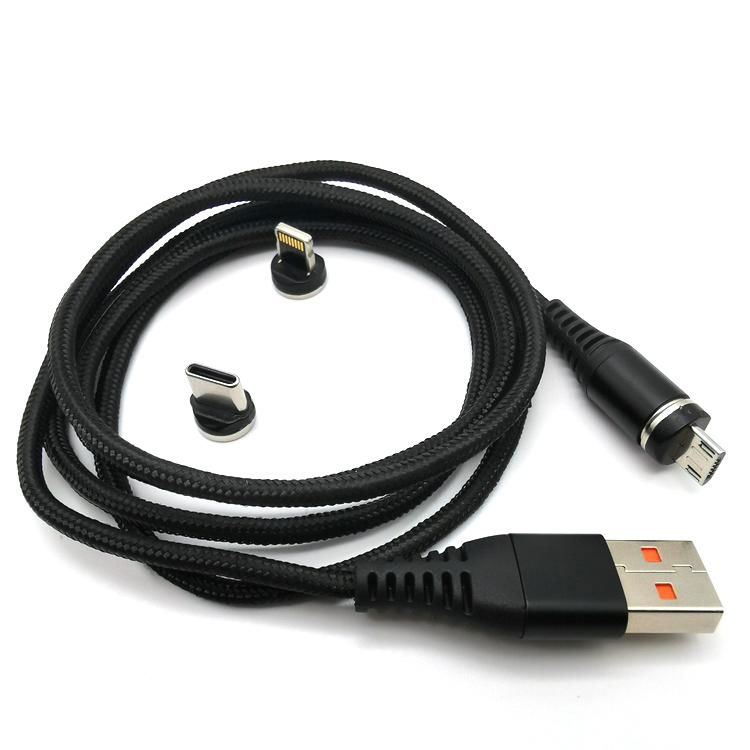 Hot Selling Nylon Braided 3 in 1 Magnetic  USB Charging Cable  4