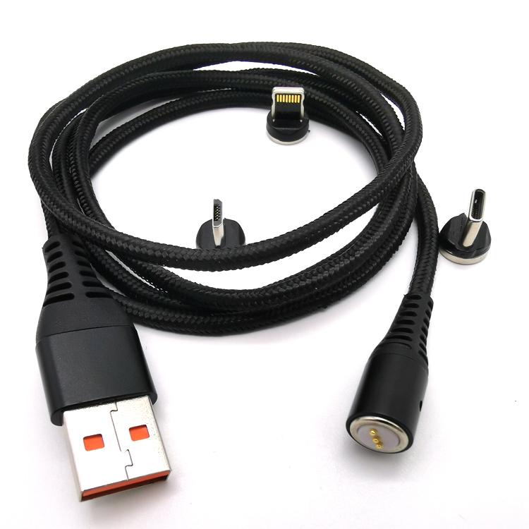 Hot Selling Nylon Braided 3 in 1 Magnetic  USB Charging Cable  5