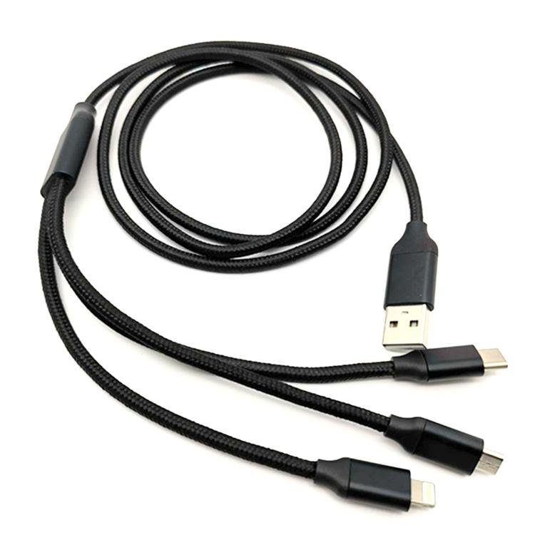  3 IN 1 Nylon braided USB data charging cable  2