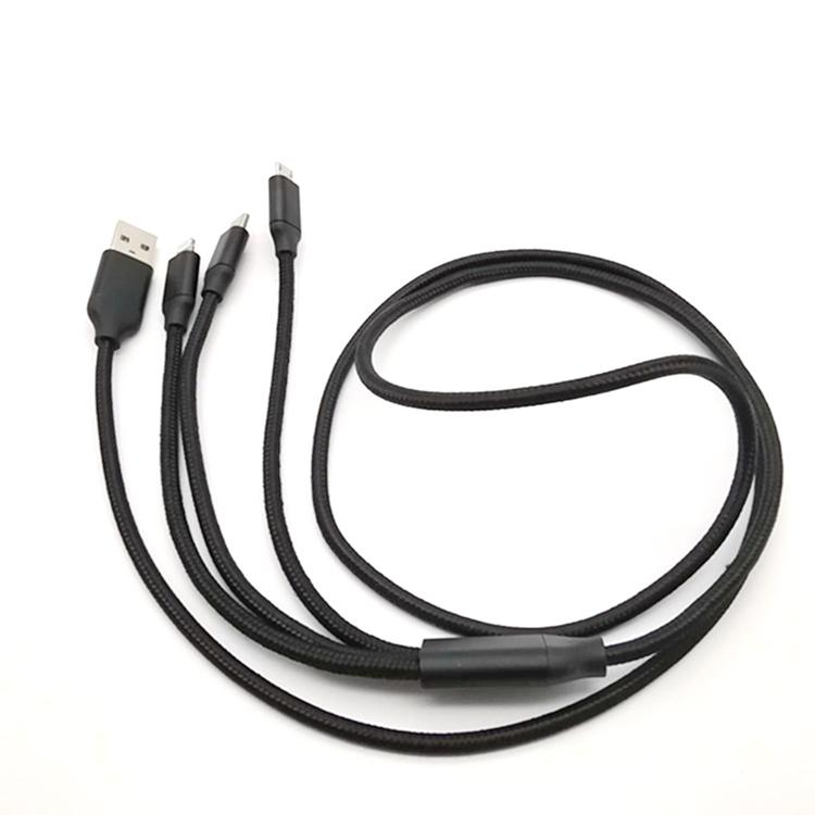  3 IN 1 Nylon braided USB data charging cable 