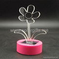 Solar power artificial flower car decoration with color changing led light 