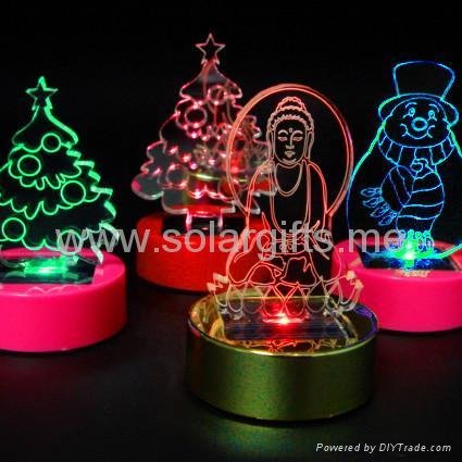 Solar power artificial flower car decoration with color changing led light  3