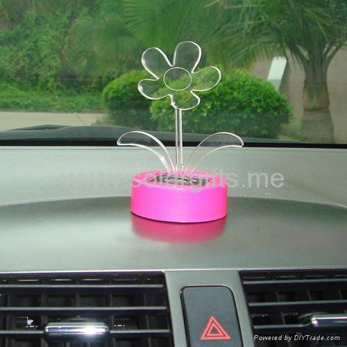 Solar power artificial flower car decoration with color changing led light  4