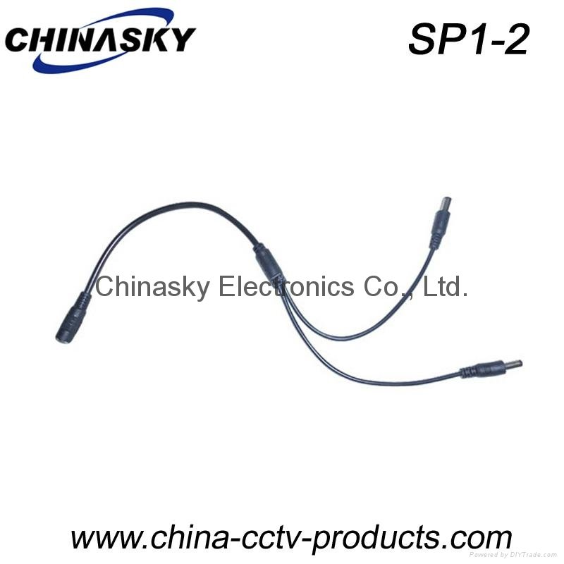 CCTV Power Connector 2 Way Cable Splitter , 1 Way to 2 Way DC plug SP1-2