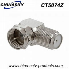 Coaxial Type F Female to F Male Right Angle Adapter/Connector (CT5074)