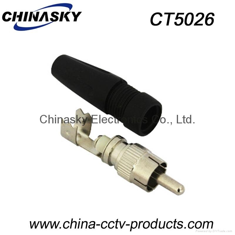 CCTV RCA Connectors / RCA Male Solderless Connector with Boot CT5026