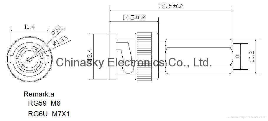 Male Twist-on CCTV BNC Connector for RG59 Cable (CT5019/RG59) 2