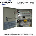  CCTV Camera Power Supply Box 12V 10A18 Channel with LED and Lock(12VDC10A18PE)