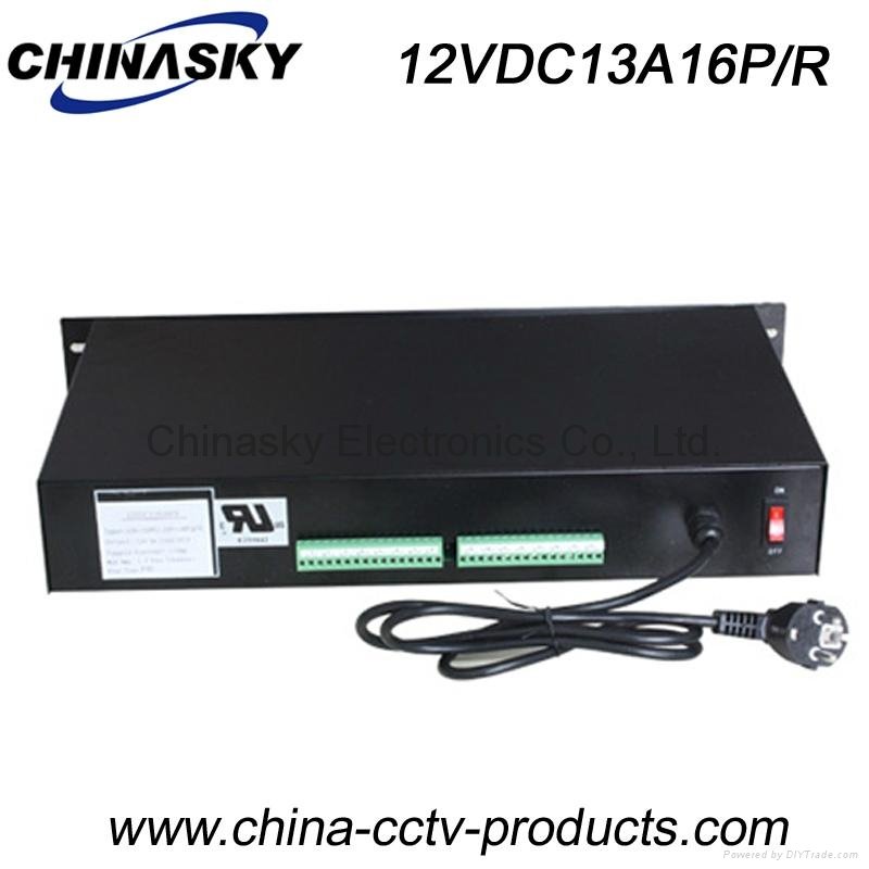 12VDC 13A 16Ch Rack Mount CCTV Power Supply, PTC Resettable Fuse 12VDC13A16P/R