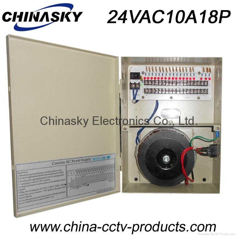  CCTV Camera Power Supply Metal boxed 24V10A18channel(24VAC10A18P)